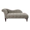 Modern Traditional Blue Hill Collection Chaise Lounge Brown Button Tufted Accent Chair Espresso Finish Legs