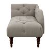 Modern Traditional Blue Hill Collection Chaise Lounge Brown Button Tufted Accent Chair Espresso Finish Legs