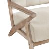 Modern Tufted Back Accent Chair 1pc Sand-hued Fabric Upholstery Antique Finish Solid Rubberwood Unique Design Furniture - as Pic