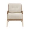 Modern Tufted Back Accent Chair 1pc Sand-hued Fabric Upholstery Antique Finish Solid Rubberwood Unique Design Furniture - as Pic