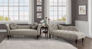 Modern Traditional Blue Hill Collection Chaise Lounge Brown Button Tufted Accent Chair Espresso Finish Legs