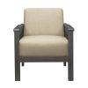 Light Brown Accent Chair 1pc Solid Wood Frame Cushion Back Classic Living Room Furniture Antique Gray Wooden - as Pic