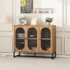 Storage Cabinet with Glass Door, Sideboard Buffet Cabinet for Kitchen,Dining Room, Walnutcolor - as picture