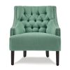 Modern Traditional Accent Chair Button Tufted Teal Textured Fabric Upholstery Solid Wood 1pc Living Room Furniture - as Pic