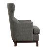 Brown Gray Adriano Collection Button Tufted Wingback Accent Chair Solid Wood Legs