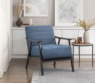 Blue & Grey Casual Transitional Greeley Collection Accent Chair Solid Wood Living Room Office Furniture