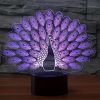 1pc Peacock 3D Illusion Lamps Nightlight With Remote Control