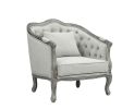 ACME Samael Chair w/Pillow, Gray Linen & Gray Oak Finish LV01163 - as Pic