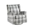 ACME Patli Swivel Chair w/Glider , Gingham Gray White Fabric Pattern