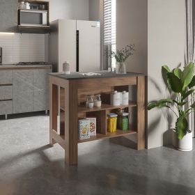 Rockaway 3-Shelf Kitchen Island Dark Brown and Onix