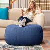 Jaxx Ellis Ottoman Shearling Faux-Lamb Plush Pouf for Modern Interior Design, Oval, Indigo