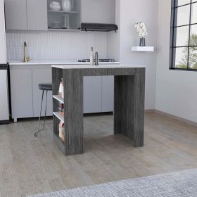 Kitchen Island Doyle, Kitchen, Smokey Oak / Ibiza Marble Color Finish