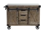 ACME Alforvott Kitchen Island, Marble & Weathered Gray Finish AC00185