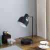 15.25"In Vadim Black Adjustable Student Desk Task Table Lamp W/ Charging Usb Port Station