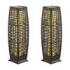 2 Pieces Solar-Powered Square Wicker Floor Lamps with Auto LED Light