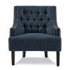 Modern Traditional Accent Chair Button Tufted BlueTextured Fabric Upholstery Solid Wood 1pc Living Room Furniture - as Pic