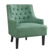 Modern Traditional Accent Chair Button Tufted Teal Textured Fabric Upholstery Solid Wood 1pc Living Room Furniture - as Pic