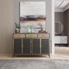 48" Wide 4 Doors Modern Sideboard with 3 Top Drawers, Freestanding Sideboard Storage Cabinet Entryway Floor Cabinet for Living Room Office Bedroom - a