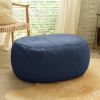 Jaxx Ellis Ottoman Shearling Faux-Lamb Plush Pouf for Modern Interior Design, Oval, Indigo