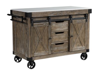 ACME Alforvott Kitchen Island, Marble & Weathered Gray Finish AC00185