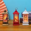 1pc Christmas Lantern Decoration; Vintage Style Hanging Electric Candle Oil Lamp; Christmas Ornaments For Tables & Desks; Holiday Home Decor - Golden