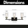 Modern Bathroom Lighting with Clear Glass Shade, 3-Light Black Vanity Light Wall Mount Lamp for Bedroom Vanity Table Bathroom Dressing Table