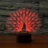 1pc Peacock 3D Illusion Lamps Nightlight With Remote Control