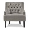 Modern Traditional Accent Chair Button Tufted Taupe Fabric Upholstery Solid Wood 1pc Living Room Furniture - as Pic