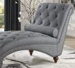 Modern Stylish Gray Color 1pc Chaise Button-Tufted Nailhead Trim w Bolster Pillow Comfortable Living Room Furniture Solid wood and Plywood Frame - as