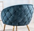 Gorgeous Living Room Accent Chair 1pc Button-Tufted Back Covering Blue Fabric Upholstered Metal Legs - as Pic