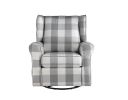 ACME Patli Swivel Chair w/Glider , Gingham Gray White Fabric Pattern