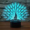 1pc Peacock 3D Illusion Lamps Nightlight With Remote Control