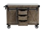 ACME Alforvott Kitchen Island, Marble & Weathered Gray Finish AC00185