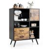 Industrial Buffet Sideboard Kitchen Cupboard with Cubbies Drawers