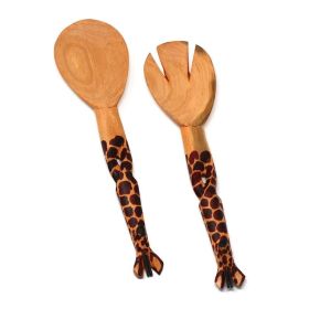 Hand-Carved Giraffe Salad Serving Set - Jedando Handicrafts