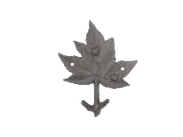 Cast Iron Maple Tree Leaf Decorative Metal Tree Branch Hook 6.5"