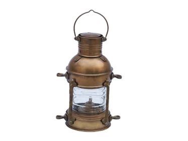 Antique Brass Anchor Oil Lantern 12"