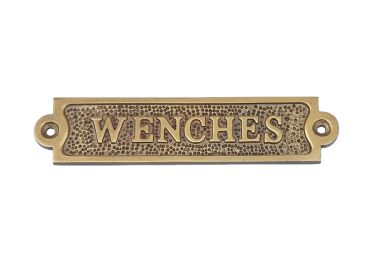 Antique Brass Wenches Sign 6"