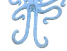 Rustic Dark Blue Whitewashed Cast Iron Decorative Wall Mounted Octopus Hooks 6"