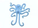 Rustic Dark Blue Whitewashed Cast Iron Decorative Wall Mounted Octopus Hooks 6"