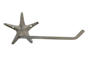 Aged White Cast Iron Starfish Toilet Paper Holder 10"