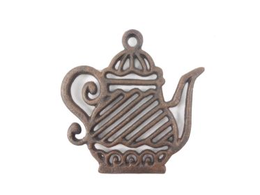 Rustic Copper Cast Iron Teapot Trivet 9"