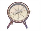 Decorative Wooden Brass Compass Table 23"