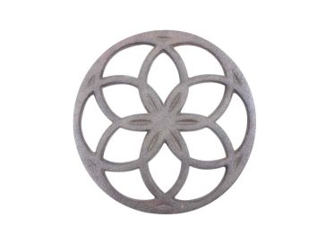 Cast Iron Decorative Metal Seed of Life Kitchen Trivet 7"