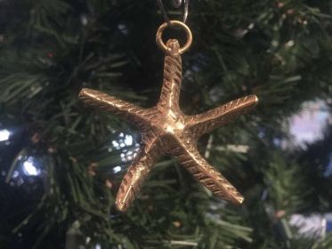 Solid Brass Starfish Christmas Ornament 4"