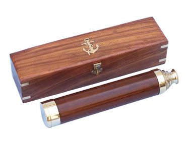 Deluxe Class Solid Brass - Wood Admiral's Spyglass Telescope 25" w/ Rosewood Box