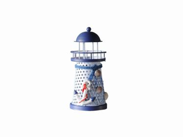 LED Lighted Decorative Metal Lighthouse with Anchor Christmas Ornament 6"