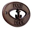 Antique Copper Poop Deck Oval Sign with Anchor 8"