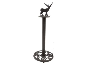 Cast Iron Moose Bathroom Extra Toilet Paper Stand 16"