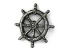 Antique Silver Cast Iron Ship Wheel Bottle Opener 3.75"